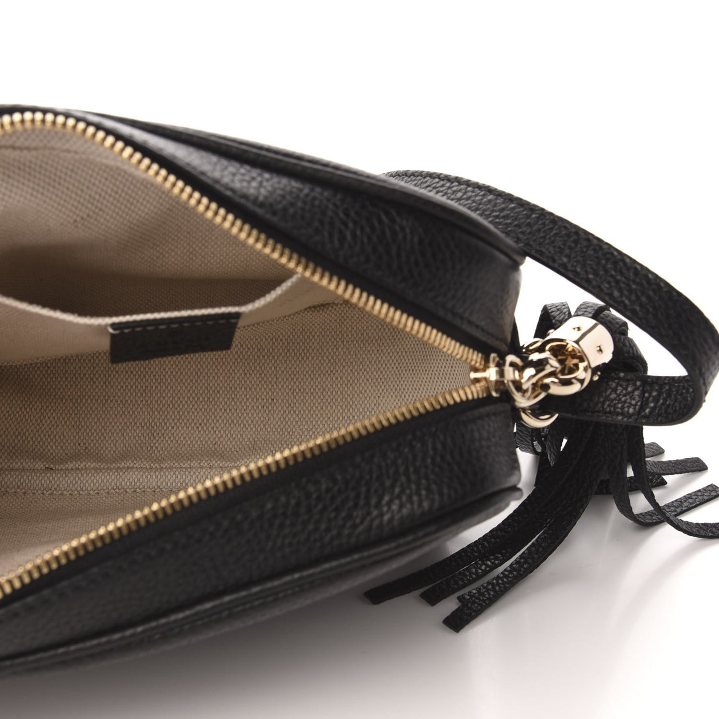 Pebbled Calfskin Small Soho Disco Bag Black
