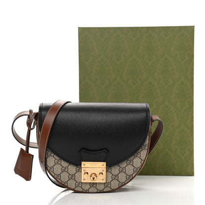 Gucci GG Supreme Monogram Calfskin Small Padlock Messenger Shoulder Bag Beige Black Cuir 12 of 12