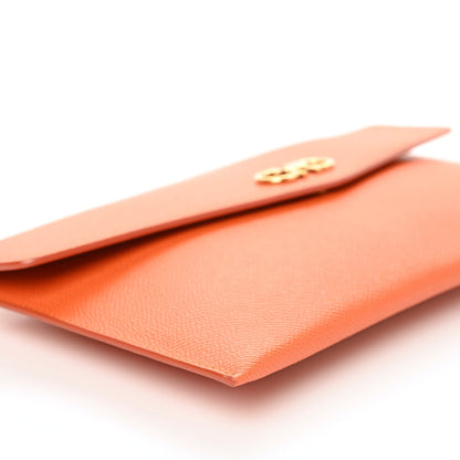 Salvatore Ferragamo Printed Calfskin Gancio Envelope Clutch Orange 5 of 10