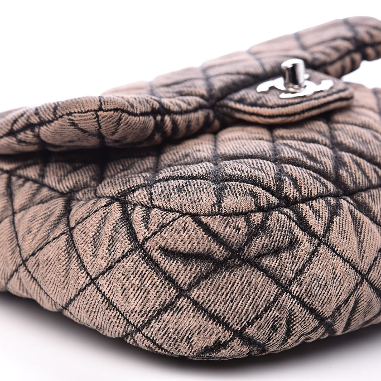 Denim Quilted Small Flap Light Pink Black