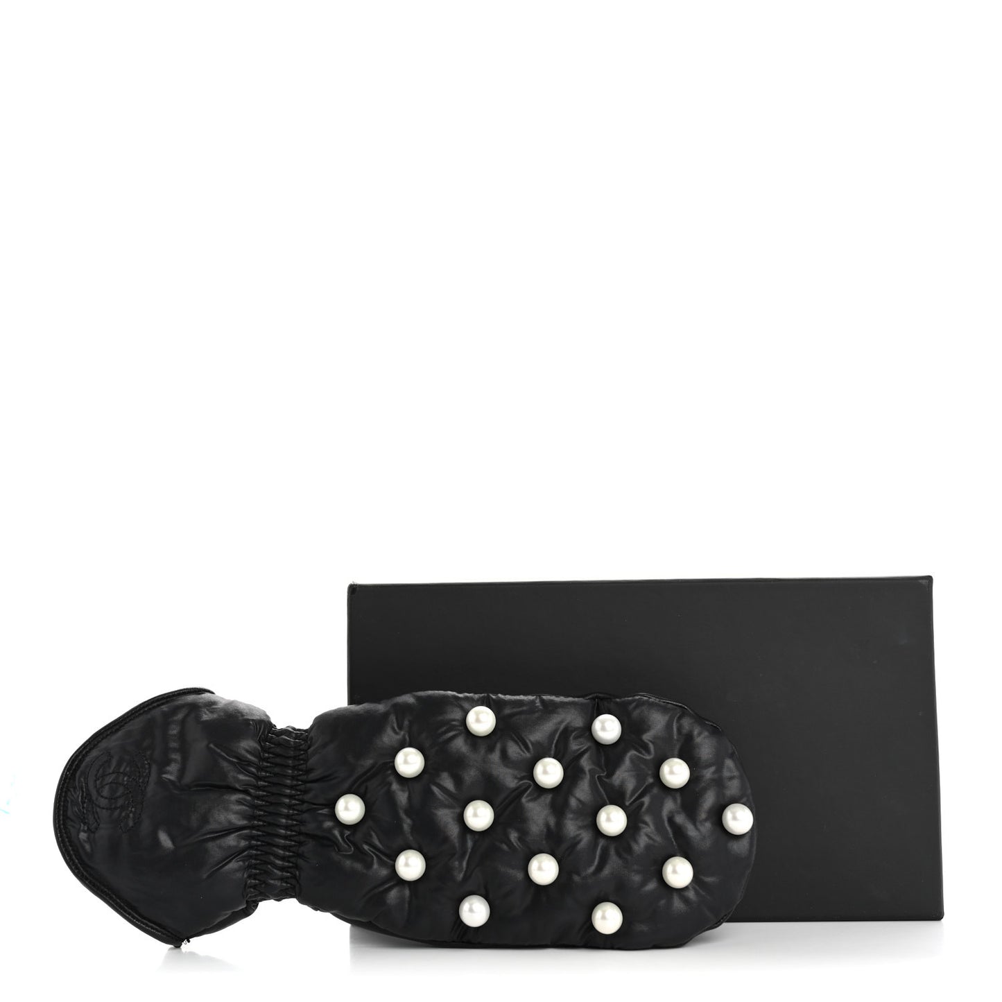 Lambskin Nylon Pearl CC Mittens 7.5 Black