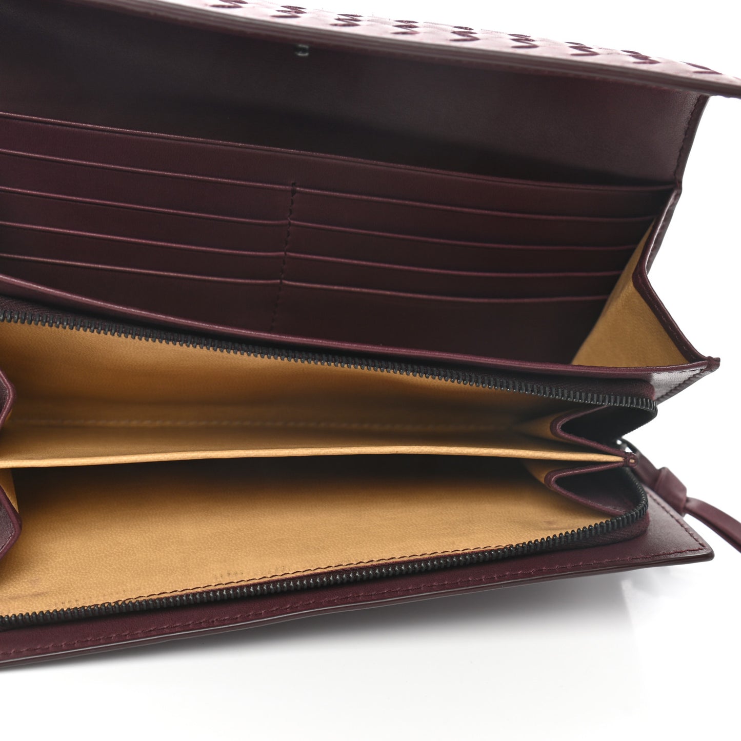 Nappa Intrecciato Continental Wallet Dark Barolo