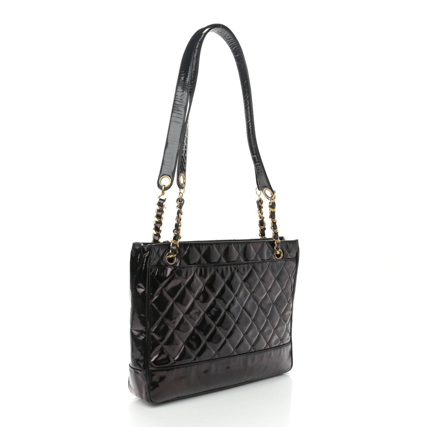 Chanel Patent Quilted CC Shoulder Bag Black 2 of 14