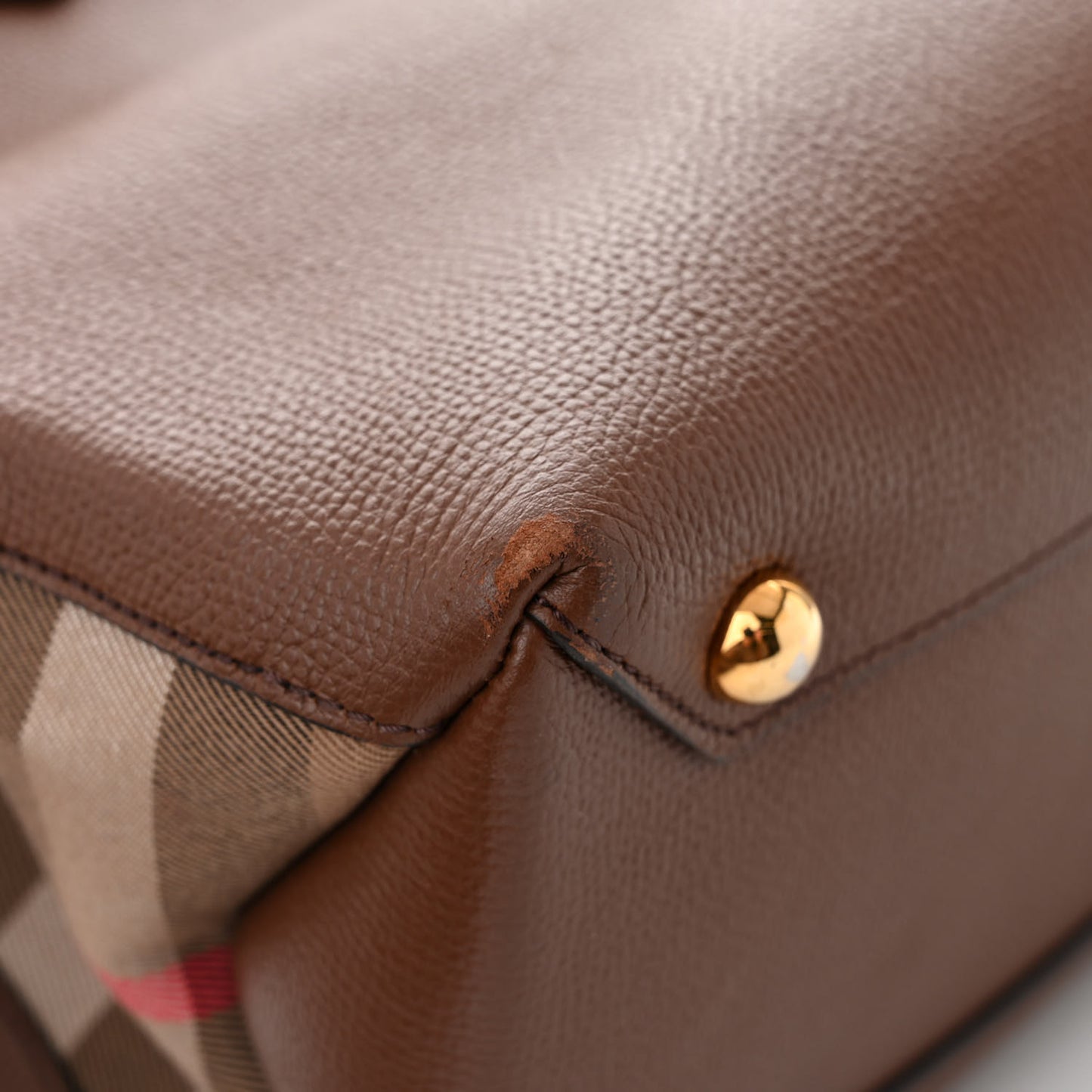 Grainy Calfskin House Check Medium Banner Tote Tan