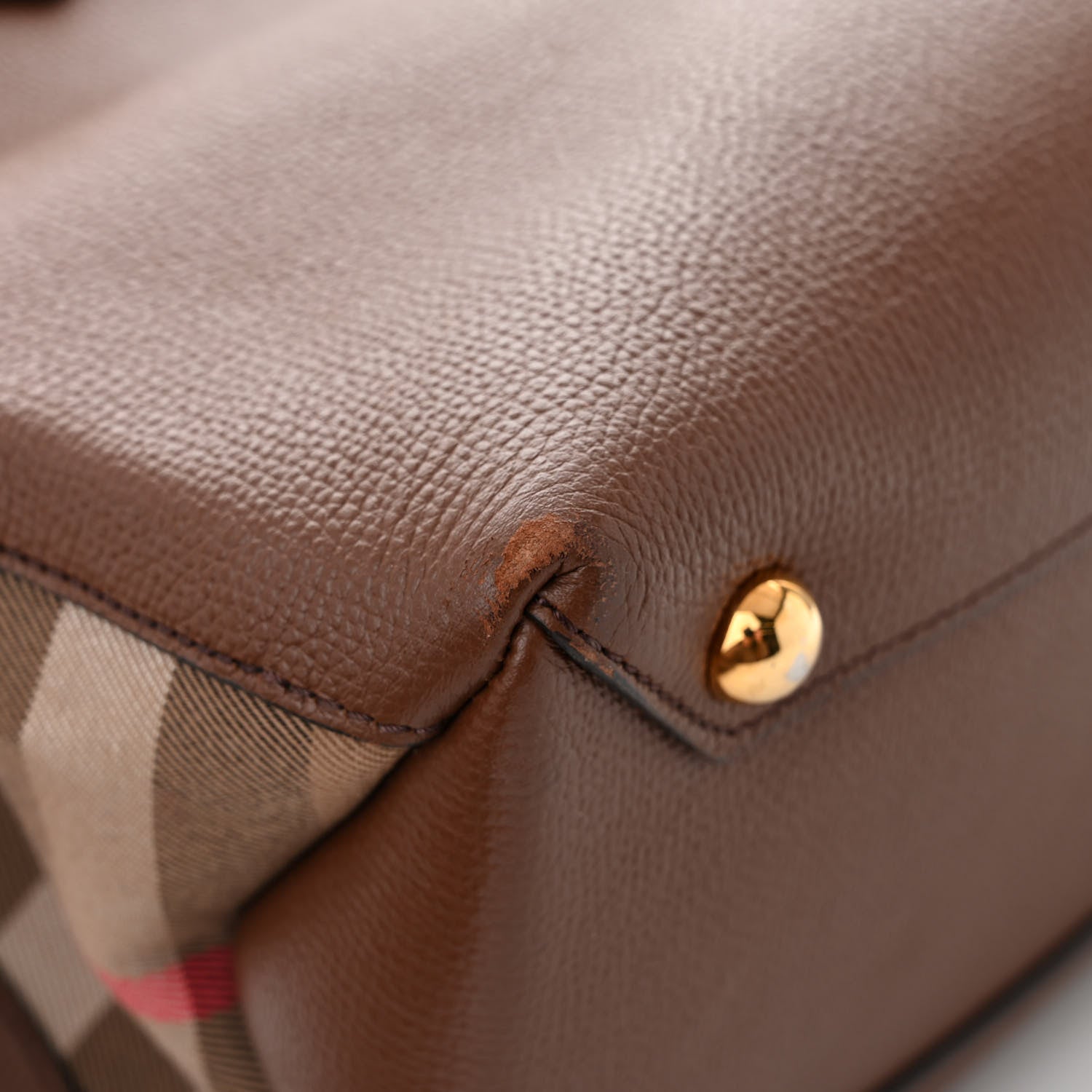 Burberry Grainy Calfskin House Check Medium Banner Tote Tan 14 of 14