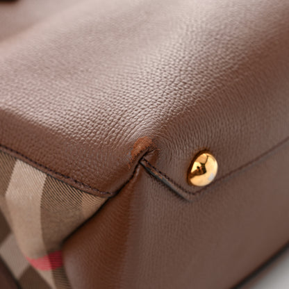 Burberry Grainy Calfskin House Check Medium Banner Tote Tan 14 of 14