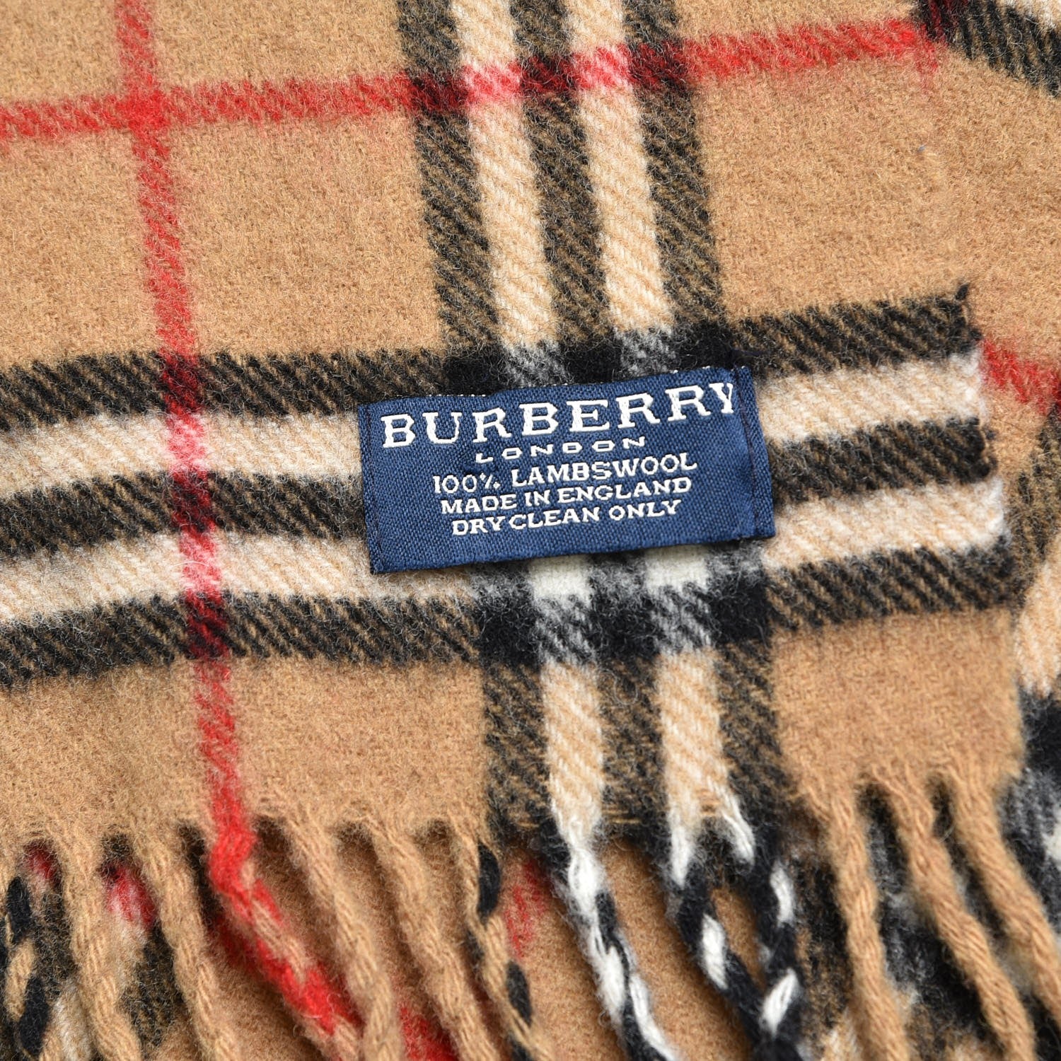 Burberry Lambswool Check Fringe Scarf Camel 4 of 4