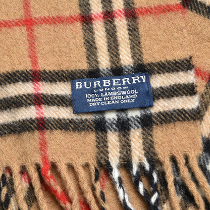 Burberry Lambswool Check Fringe Scarf Camel 4 of 4