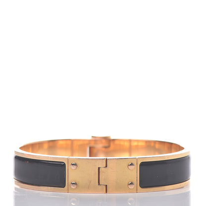 Hermes Enamel Charniere Uni Narrow Hinged Bracelet S Black 3 of 7