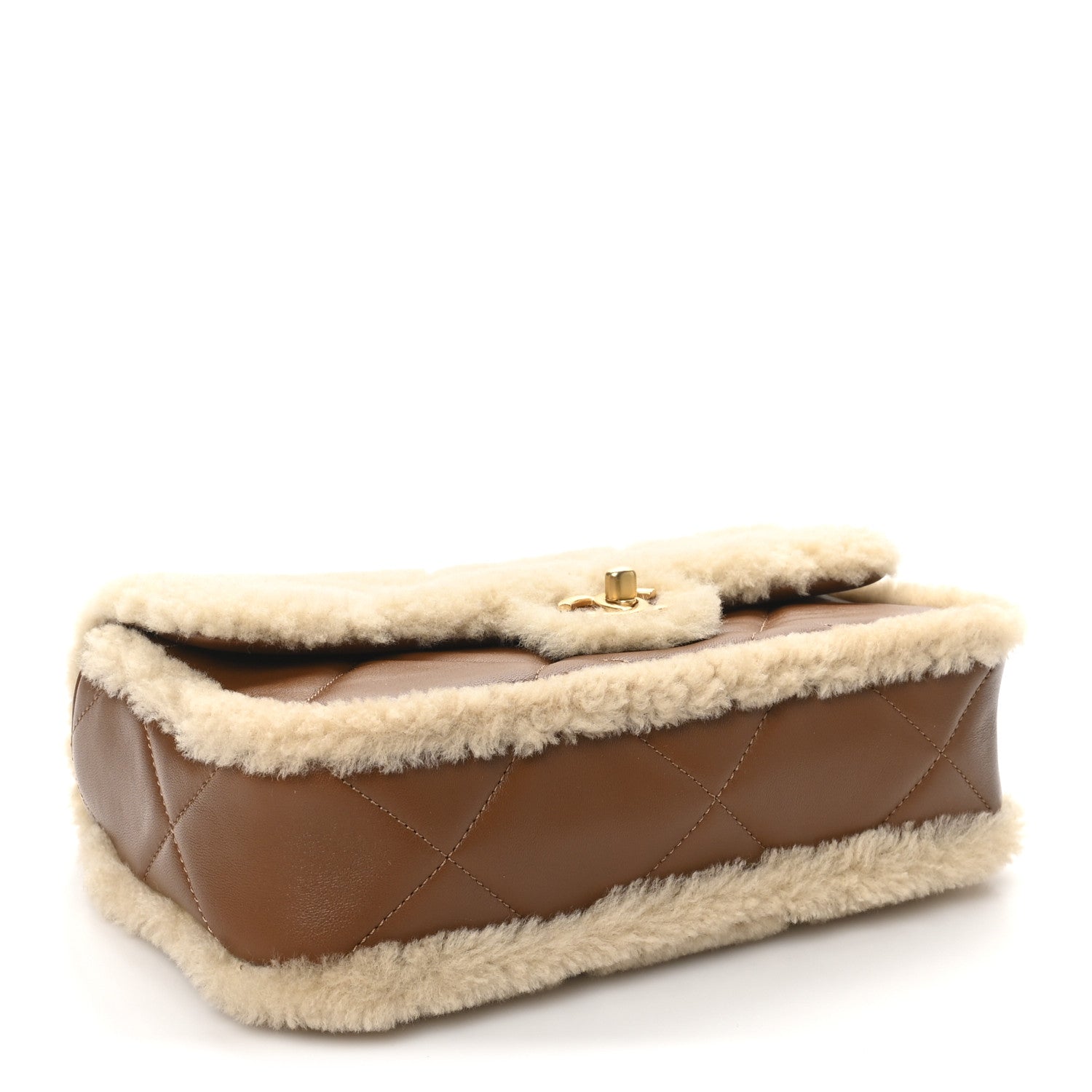 Chanel Shearling Lambskin Quilted Furry Coco Flap Beige Brown 4 of 11