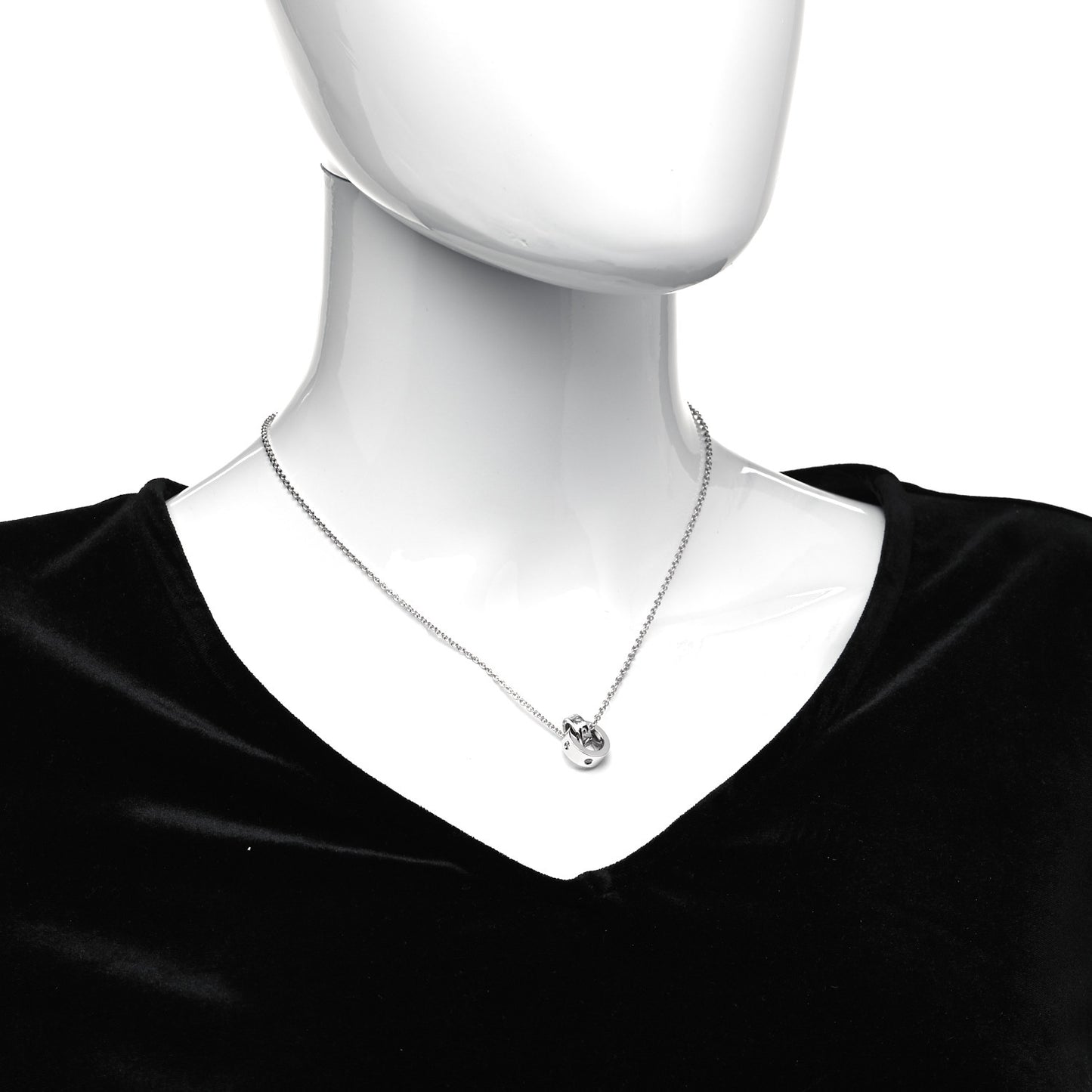 18K White Gold Diamond BVLGARI BVLGARI Link Pendant Necklace