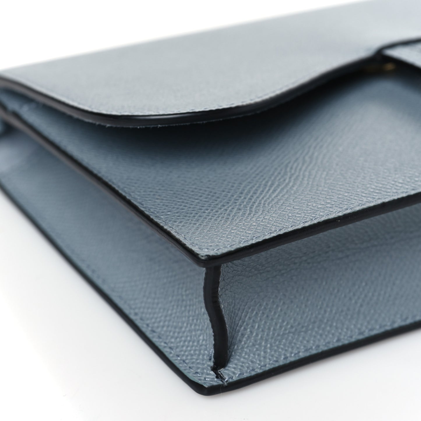 Grained Calfskin Saddle Chain Pouch Cloud Blue