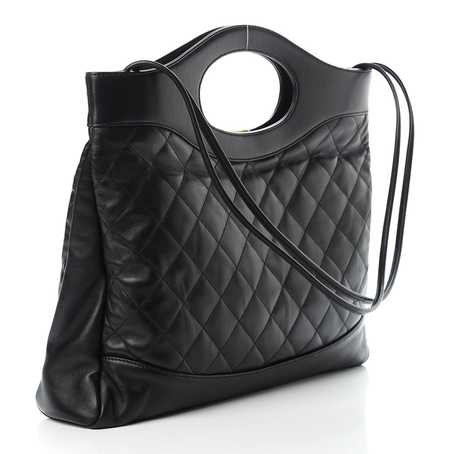 Lambskin Quilted Large 31 Shopping Bag Black