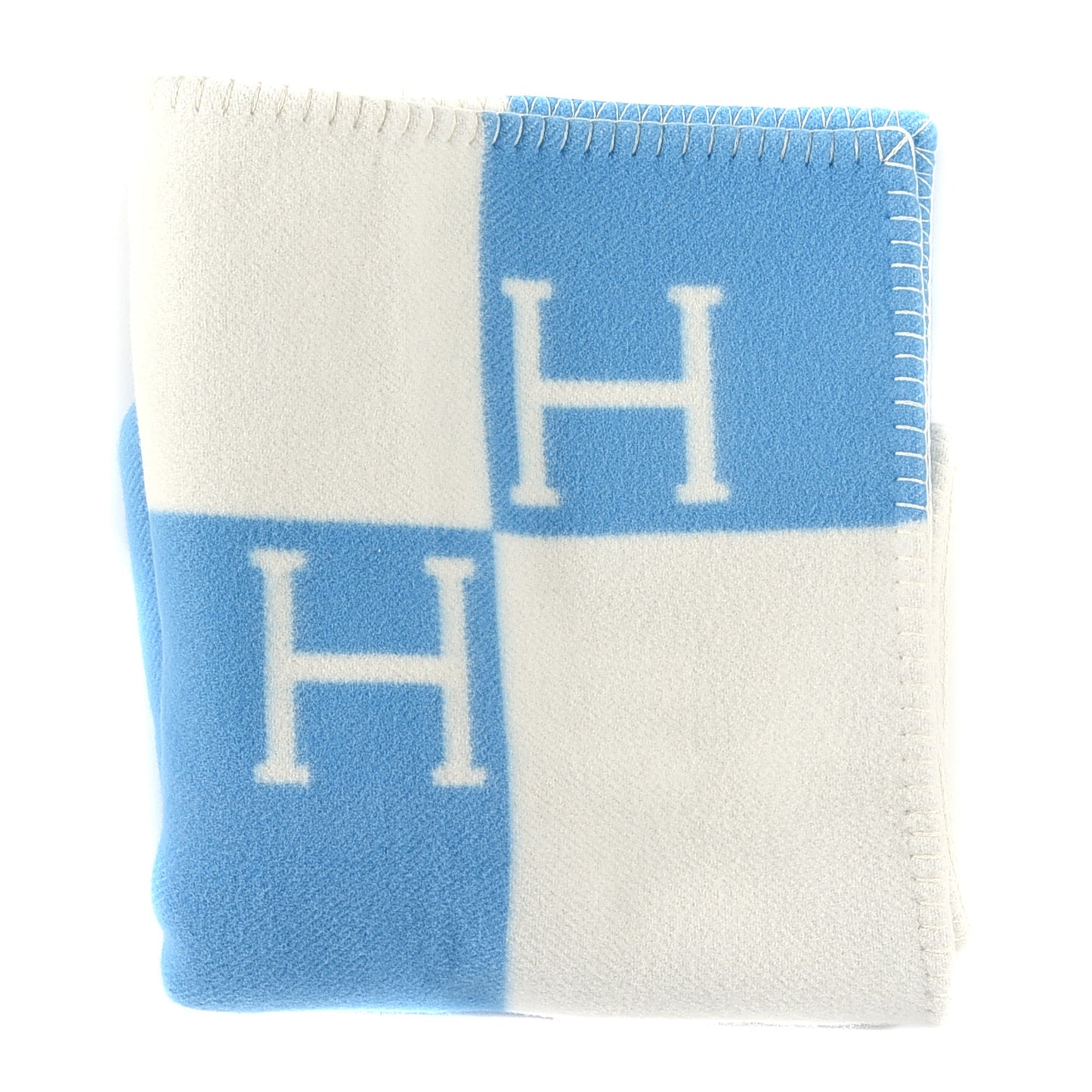Wool Cashmere Avalon Baby Blanket Bleu Genievre White