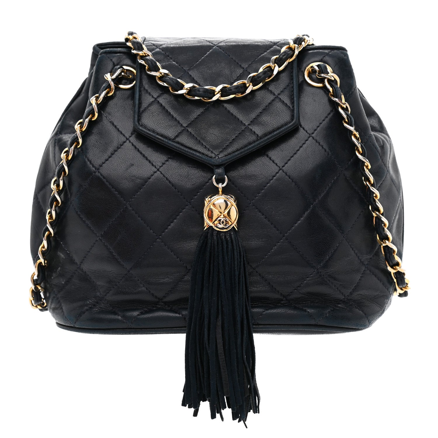 Chanel Lambskin CC Tassel Shoulder Bag Navy 1 of 20