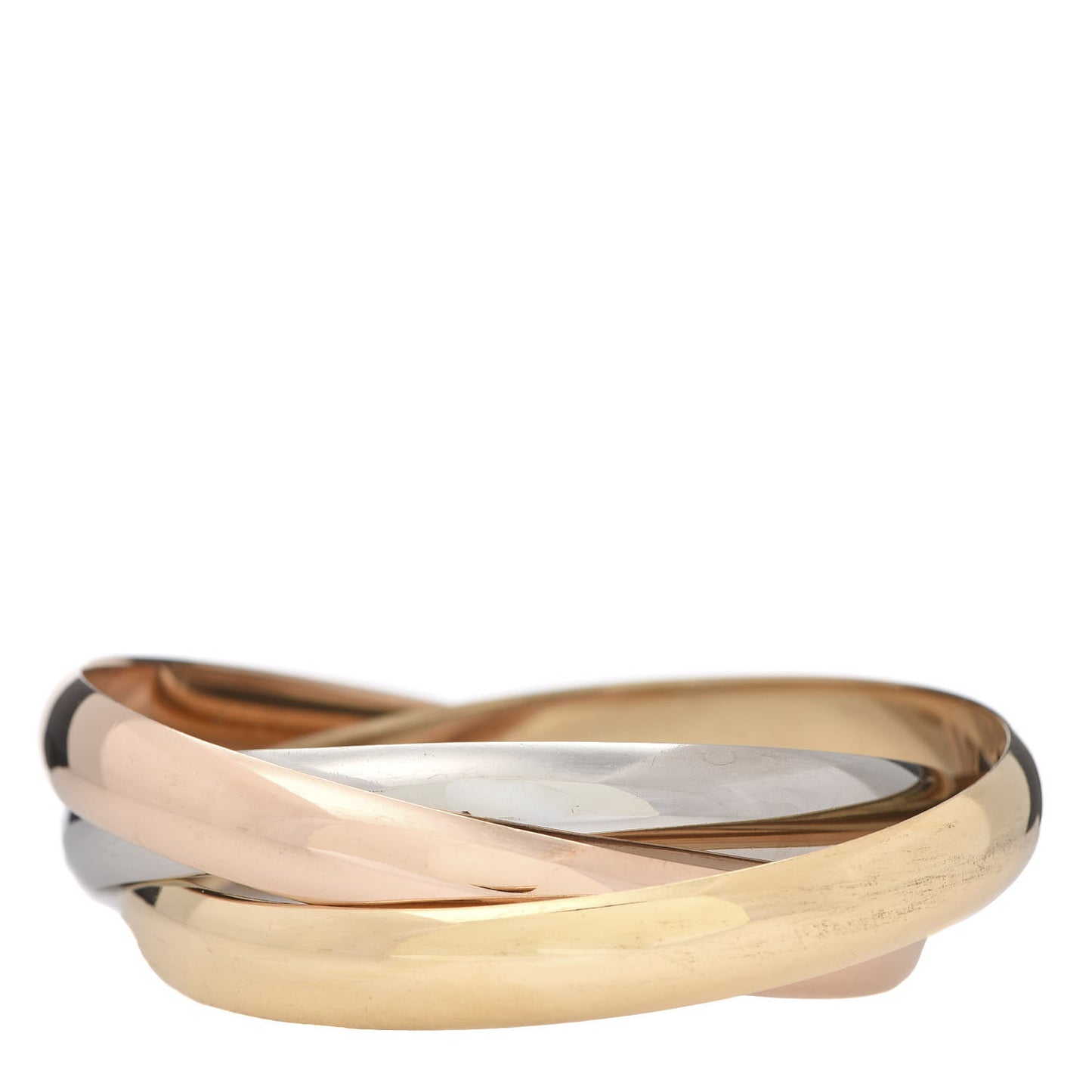 18K Pink Yellow White Gold 9mm Trinity Bangle Bracelet