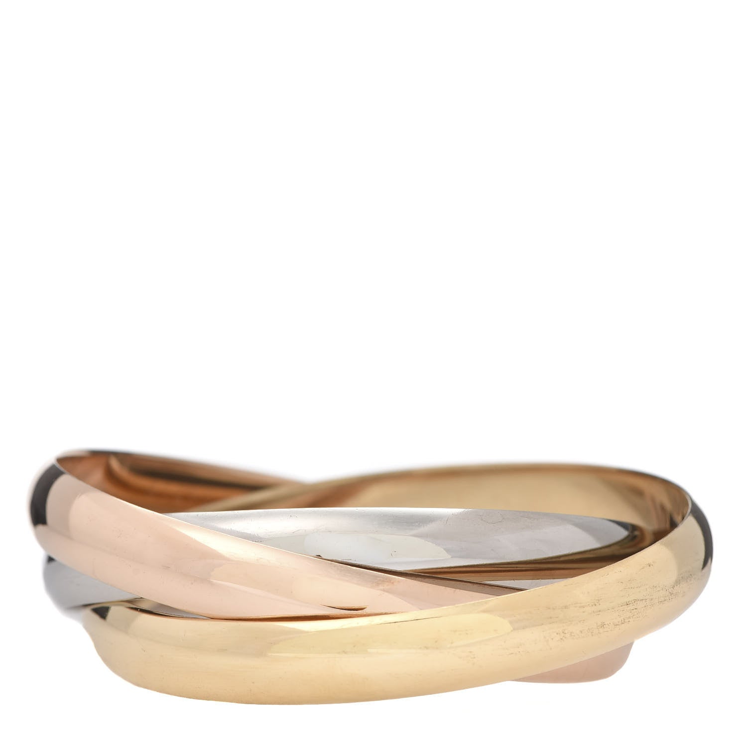 Cartier 18K Pink Yellow White Gold 9mm Trinity Bangle Bracelet 3 of 4