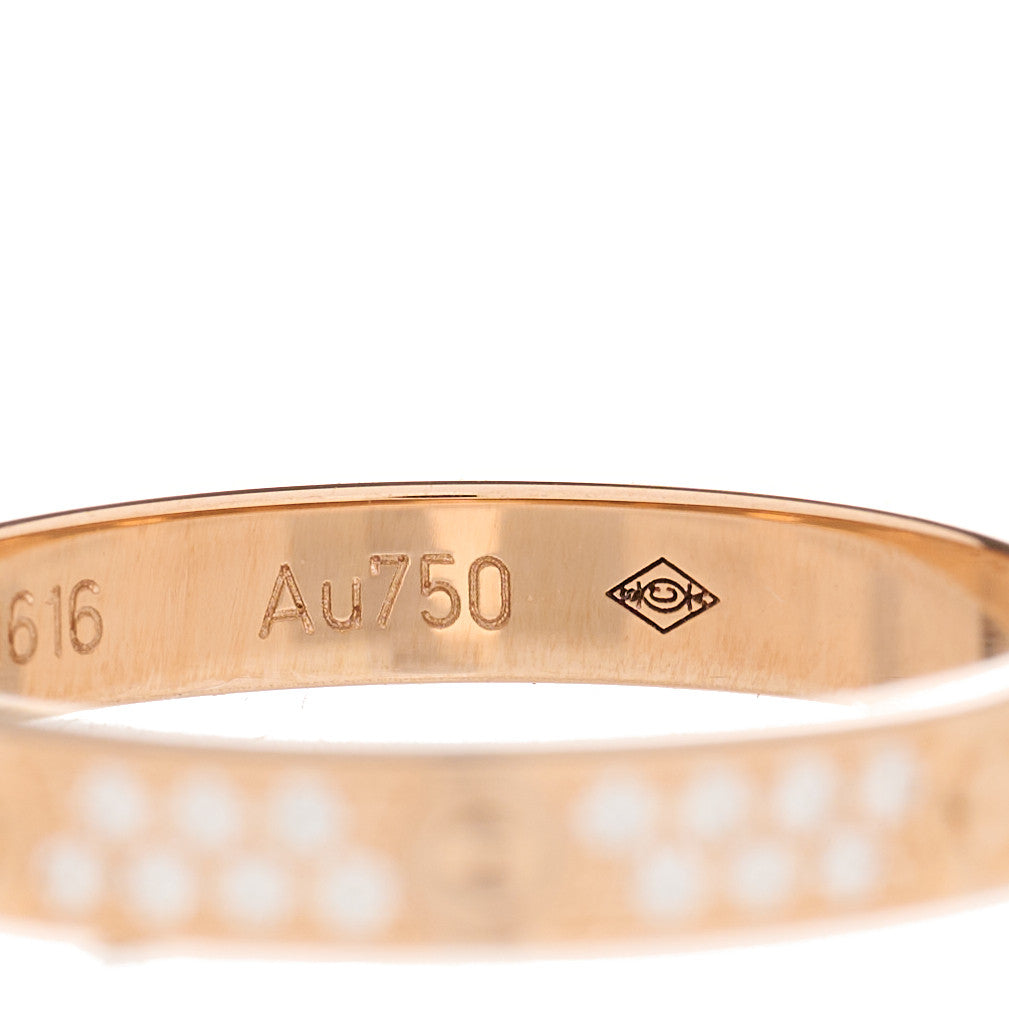 Cartier 18K Pink Gold Diamond 2.6mm LOVE Paved Band Ring 49 4.75 5 of 5