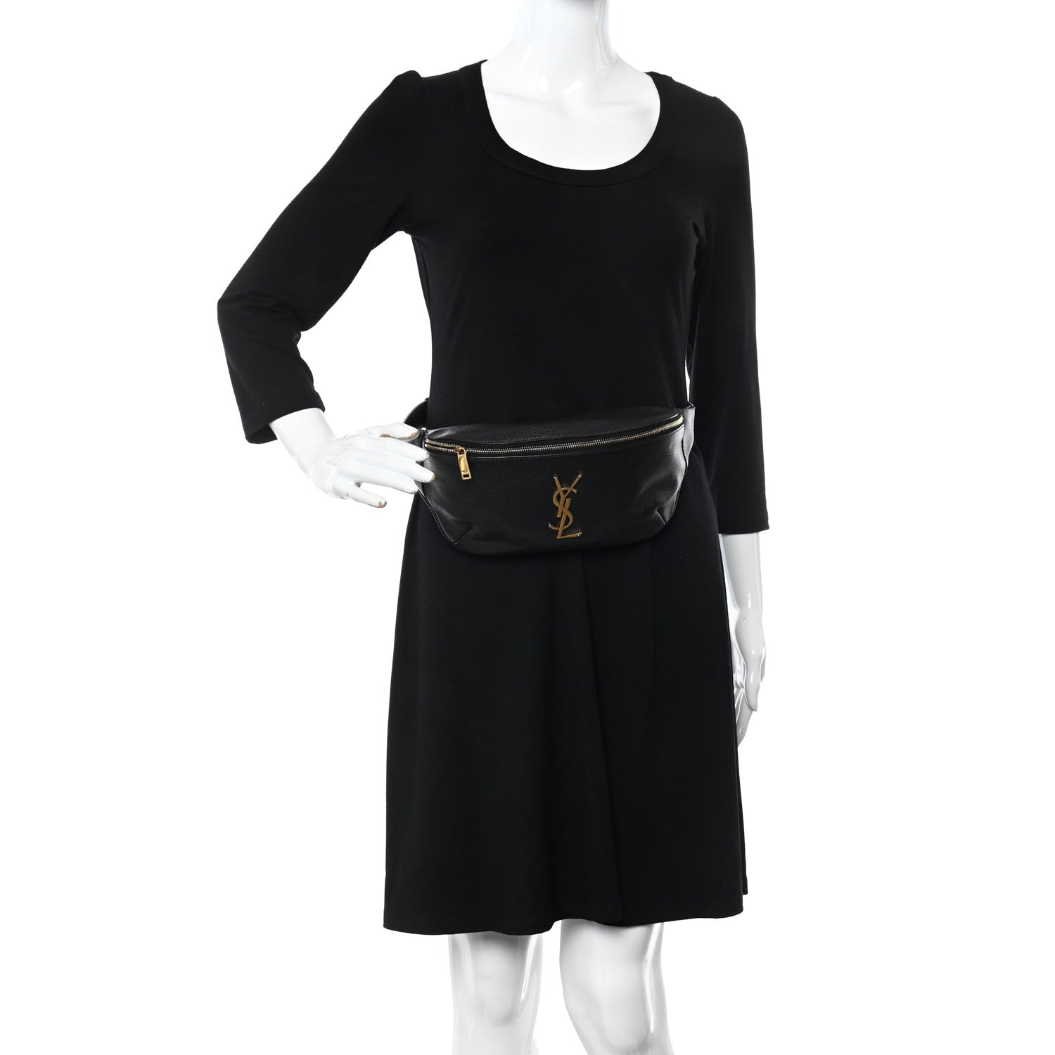 Saint Laurent Grain De Poudre Monogram Belt Bag Black 2 of 10
