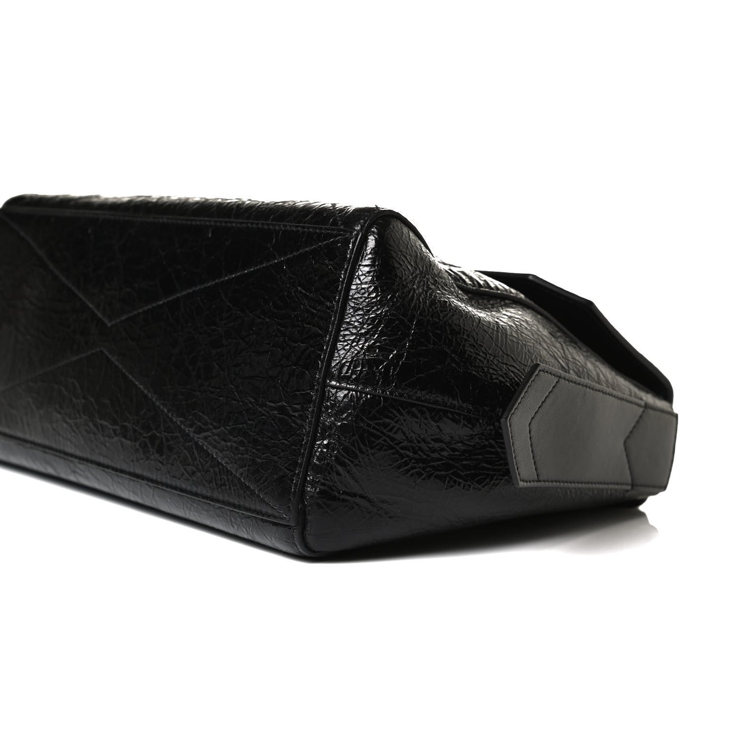 Creased Patent Calfskin Medium ID Flap Black