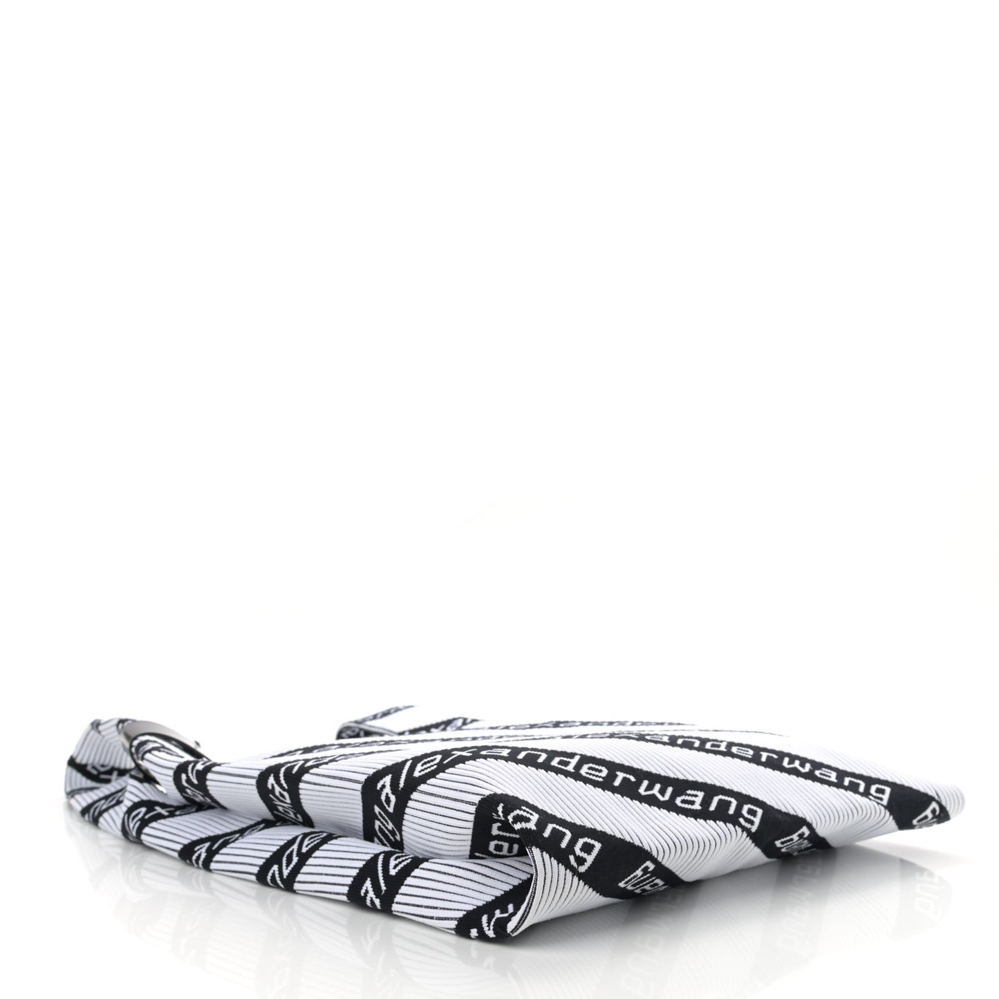 Knit Jacquard Diagonal Logo Shopper Tote Black White