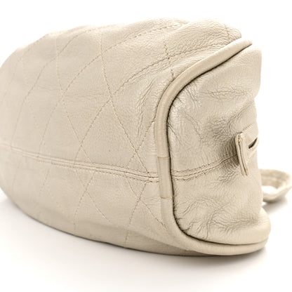 Chanel Metallic Deerskin Stitched Bowler Grey 10 of 12