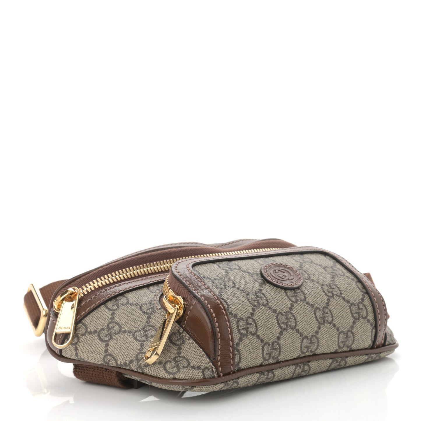 GG Supreme Monogram Textured Calfskin Retro Interlocking G Belt Bag Beige Ebony Brown Sugar