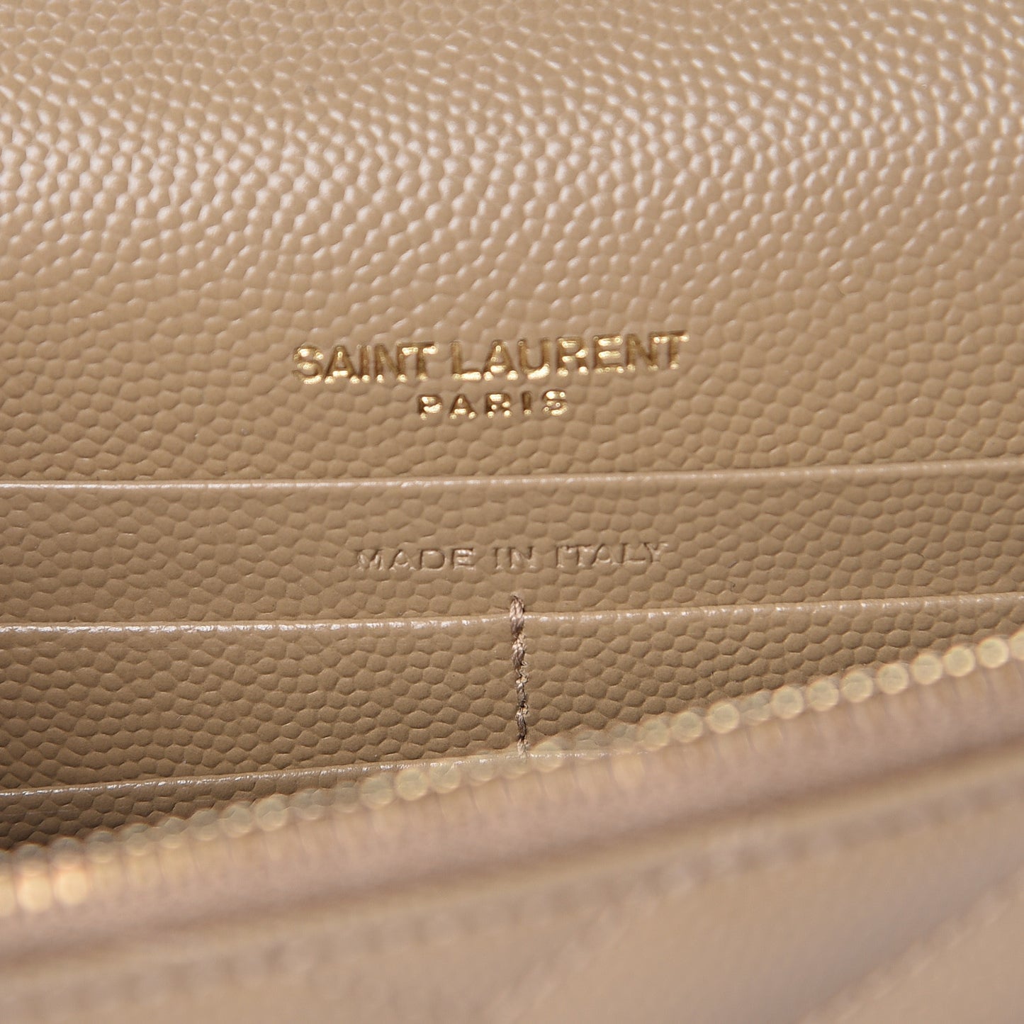 Grain De Poudre Matelasse Chevron Monogram Envelope Chain Wallet Dark Latte
