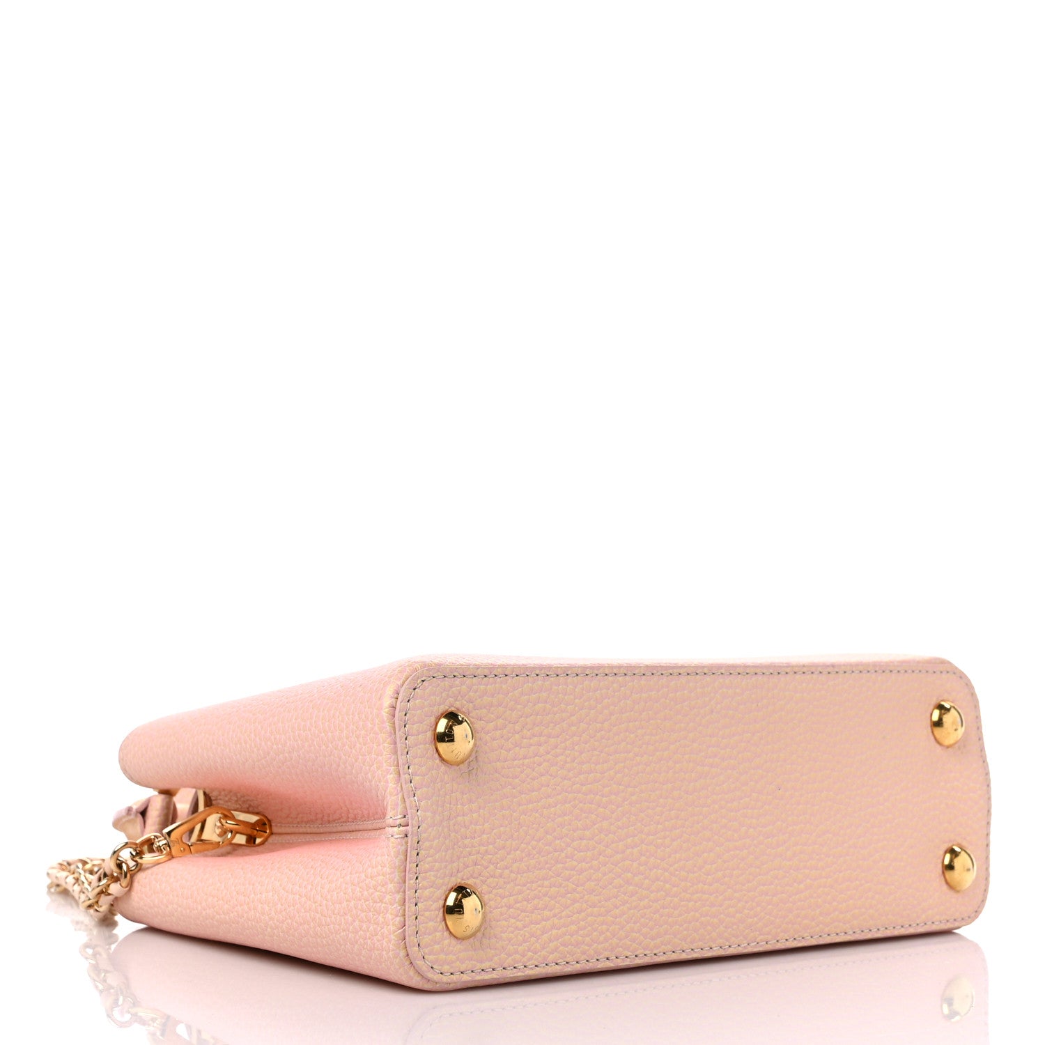 Louis Vuitton Metallic Taurillon Seashell Capucines BB Pink Yellow 4 of 8