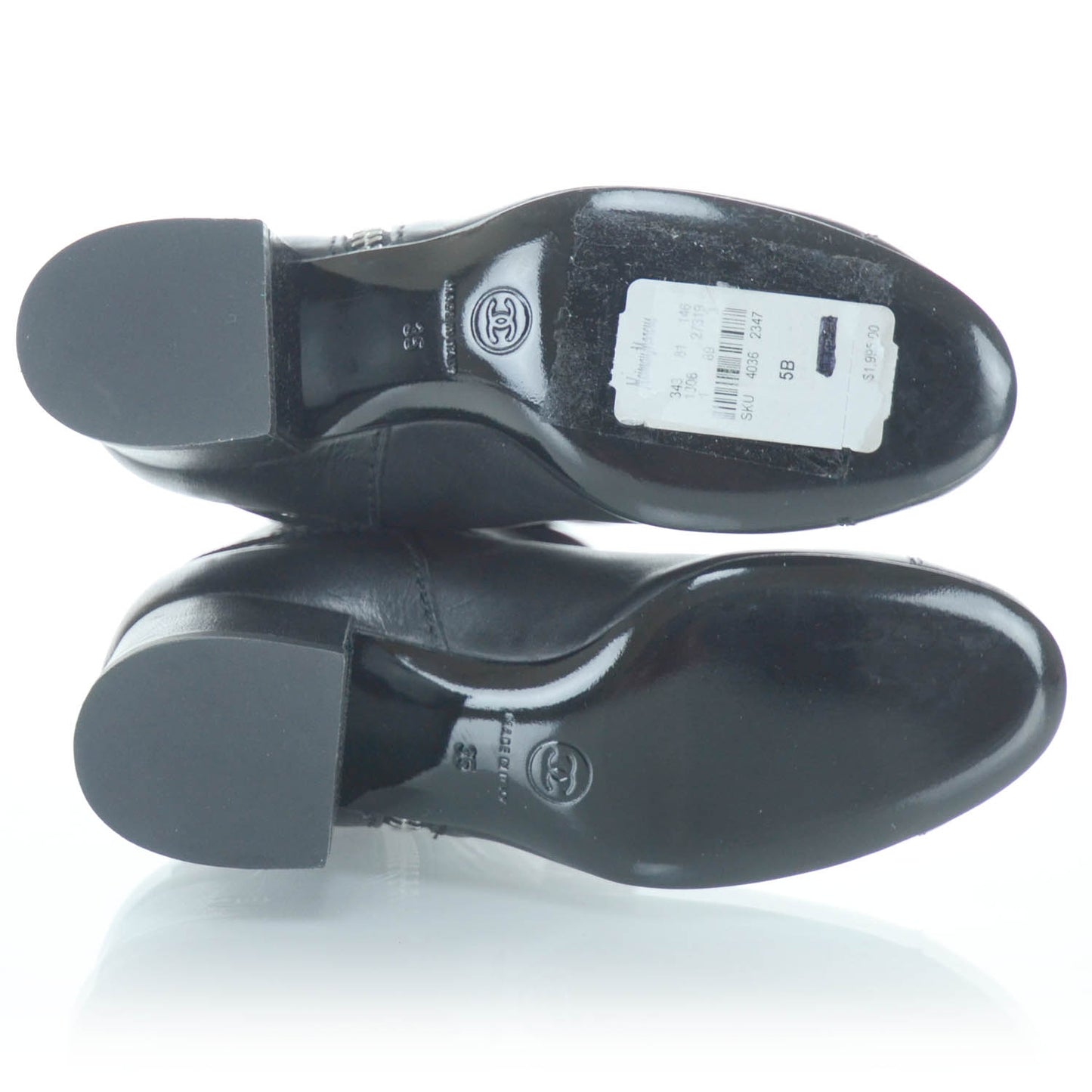 Leather Tall Riding Boots 35 Black