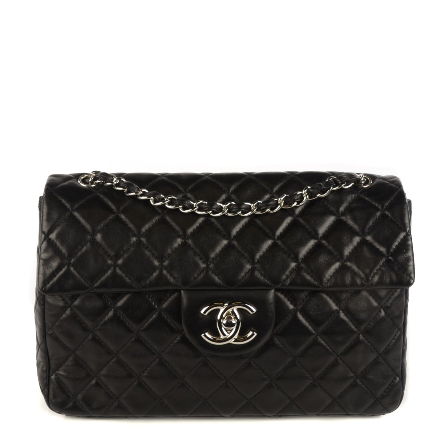 Lambskin Quilted Maxi Single Flap Black