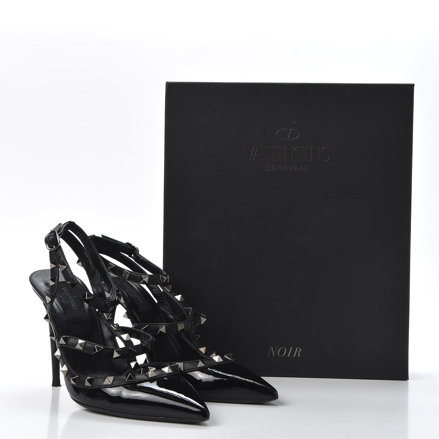 Patent Rockstud Ankle Strap Pumps 39 Black