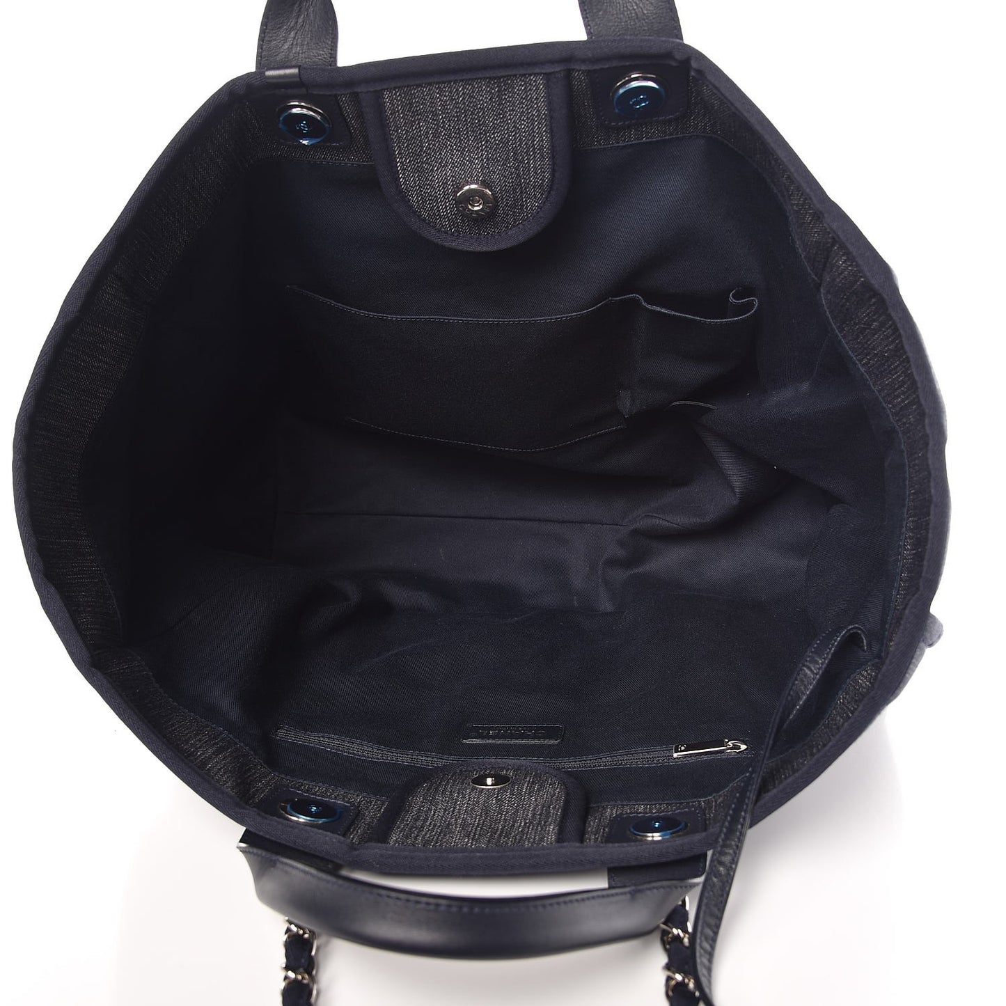 Denim Large Deauville Tote Blue Orange