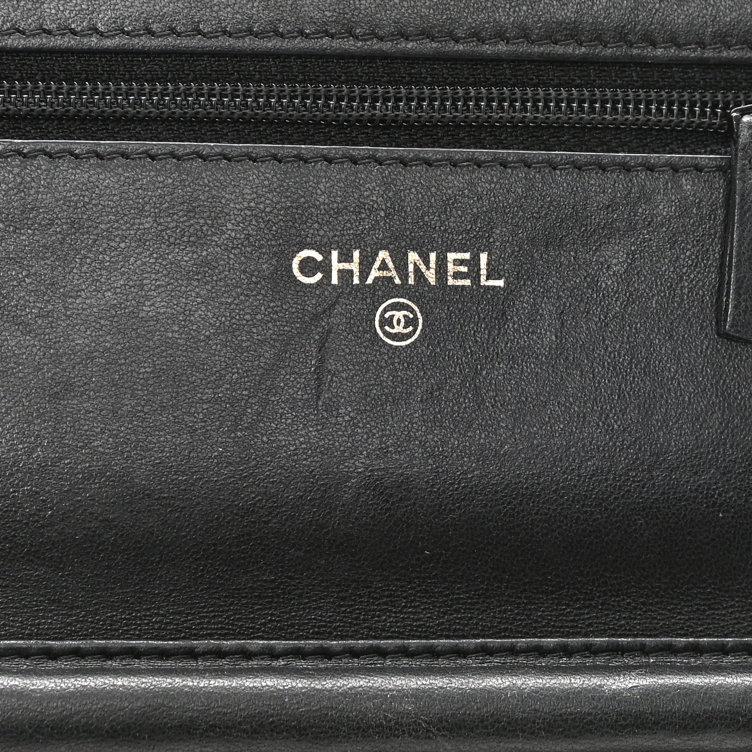 Chanel Lambskin Camellia Embossed Wallet on Chain WOC Black 6 of 12