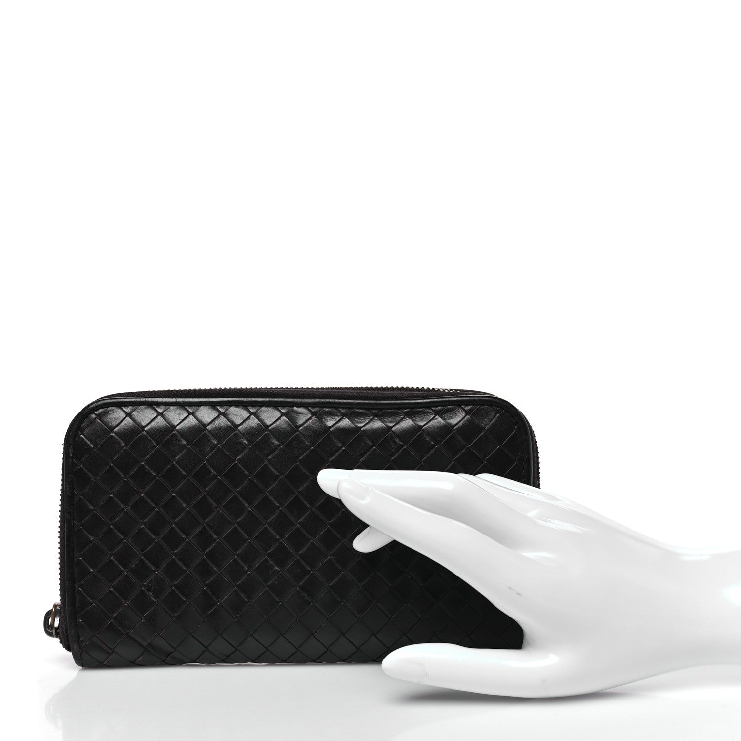 Bottega Veneta Nappa Intrecciato Zip Around Wallet Ebano 2 of 9