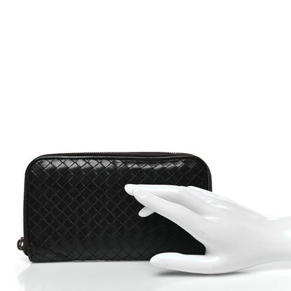 Bottega Veneta Nappa Intrecciato Zip Around Wallet Ebano 2 of 9