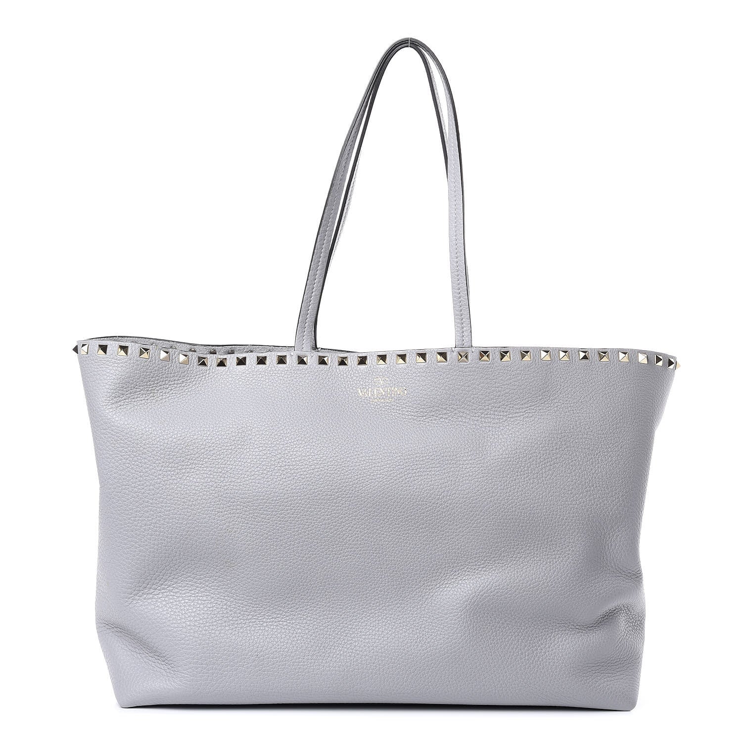 Valentino Garavani Grained Calfskin Rockstud Shoulder Tote Pastel Grey 1 of 8