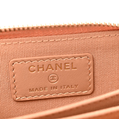 Chanel Caviar Quilted Zip Around Coin Purse Beige 6 of 8
