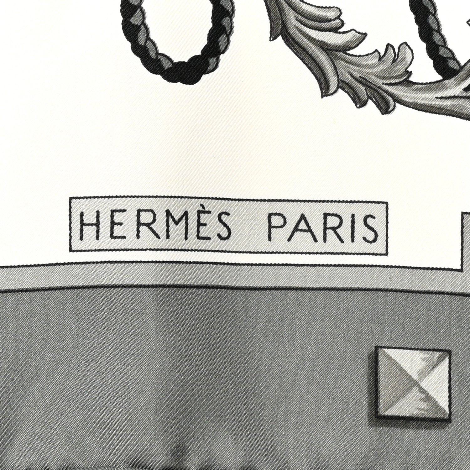 Hermes Silk Les Cles Scarf 90 Gris Chine Black 2 of 6