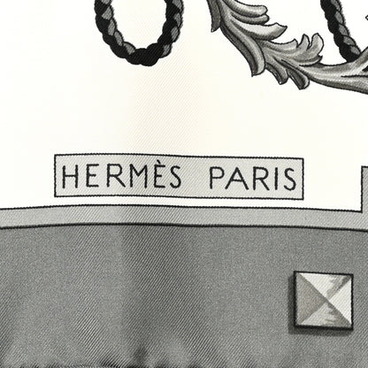 Hermes Silk Les Cles Scarf 90 Gris Chine Black 2 of 6