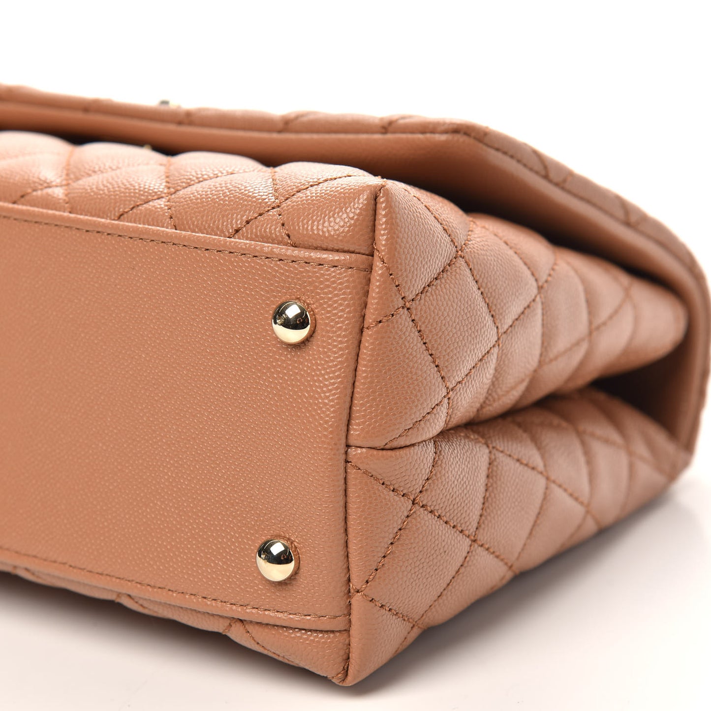 Caviar Quilted Small Coco Handle Flap Brown