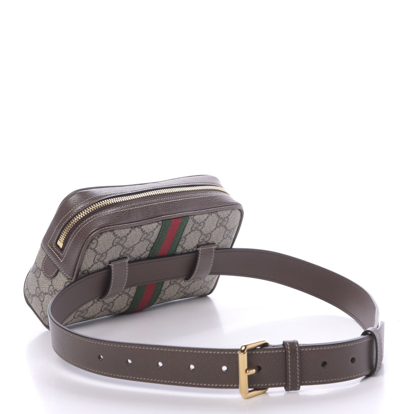 GG Supreme Monogram Web Small Ophidia Belt Bag 85 34 Dark Brown