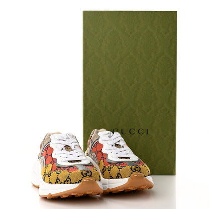 Gucci Monogram Multicolor Demetra Womens Rhyton Sneakers 34.5 Yellow Blue Great White Tabasco 10 of 10