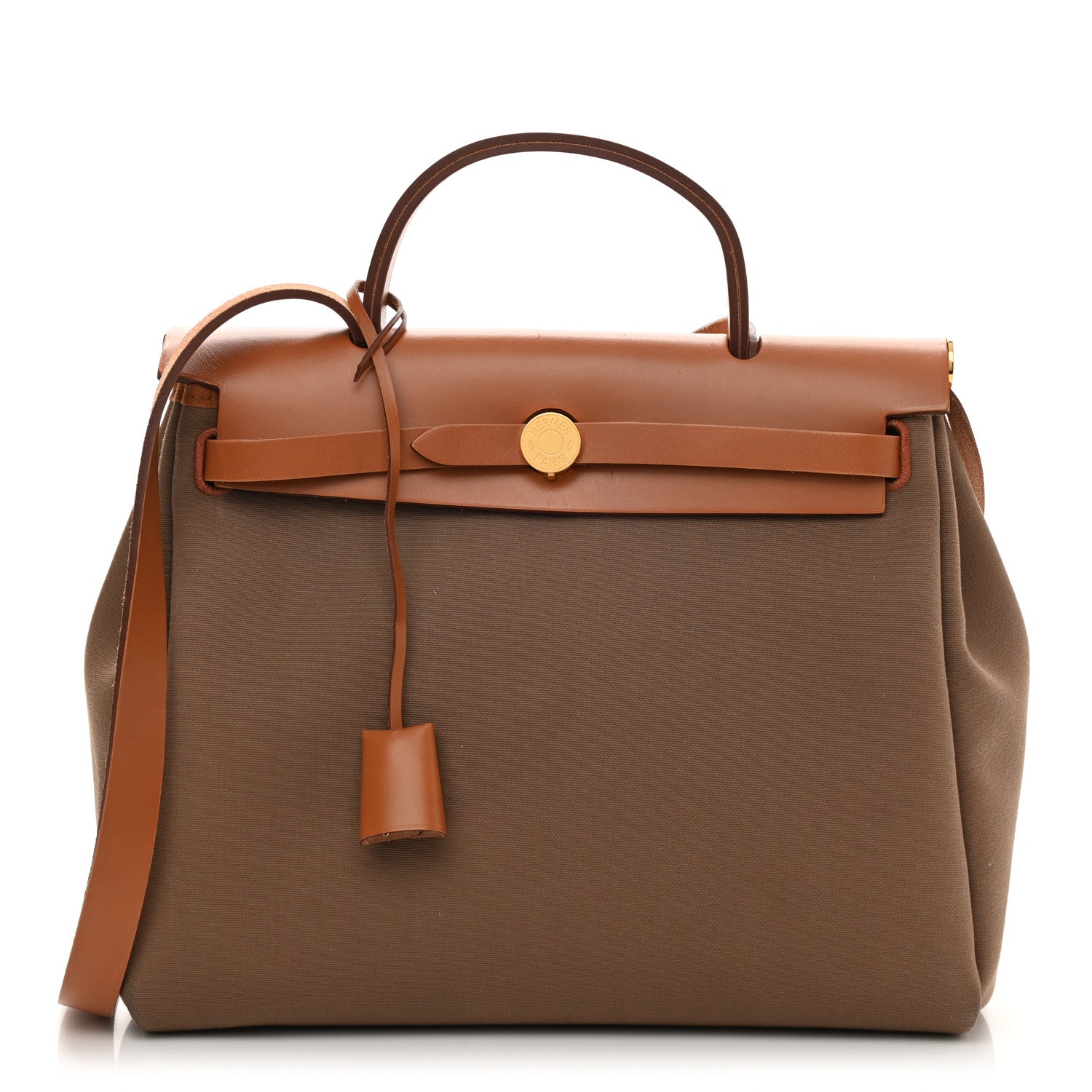 Hermes Vache Hunter Toile Herbag Zip 31 PM Etoupe Dune Fauve 3 of 13