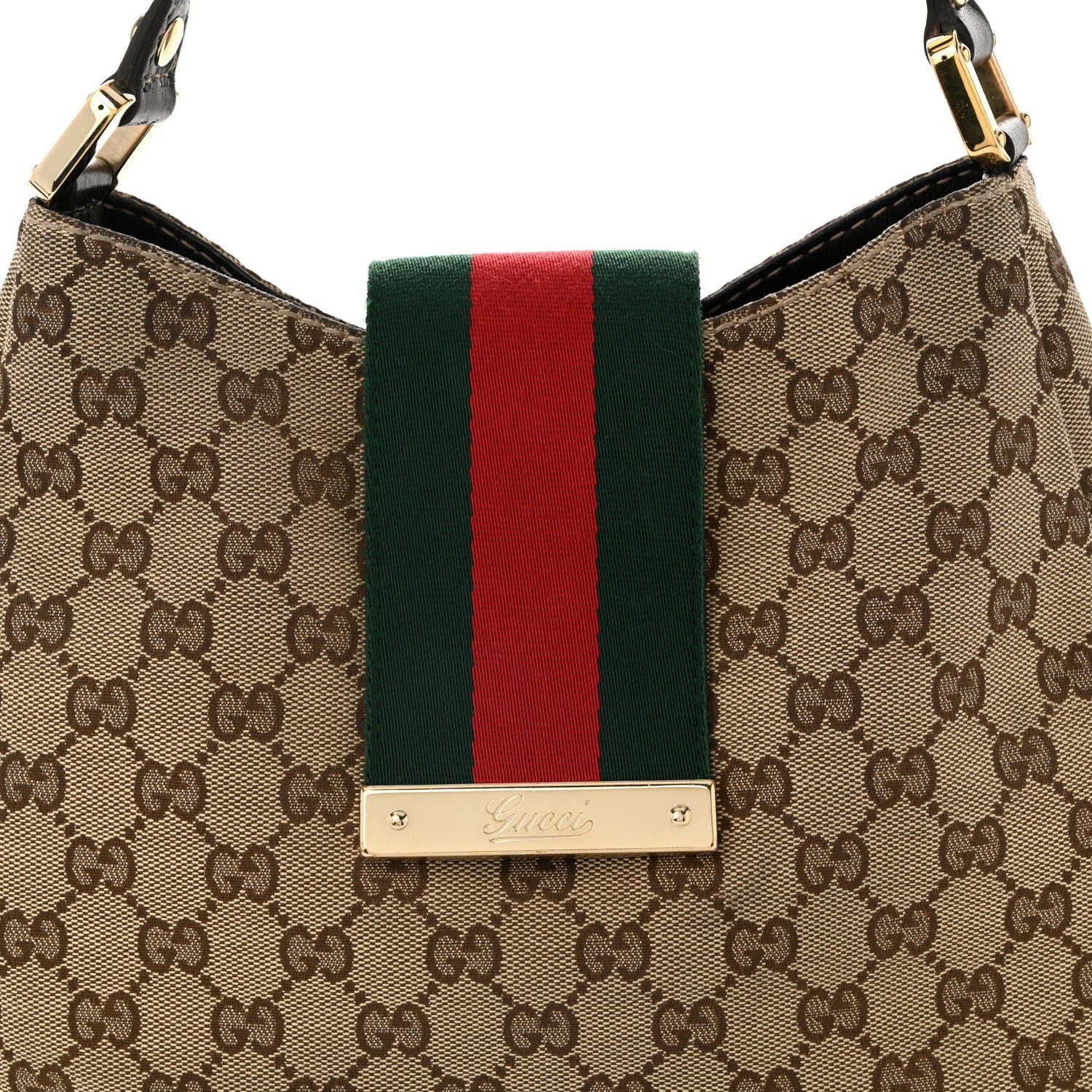 Gucci Monogram Medium New Ladies Web Hobo Dark Brown 8 of 11
