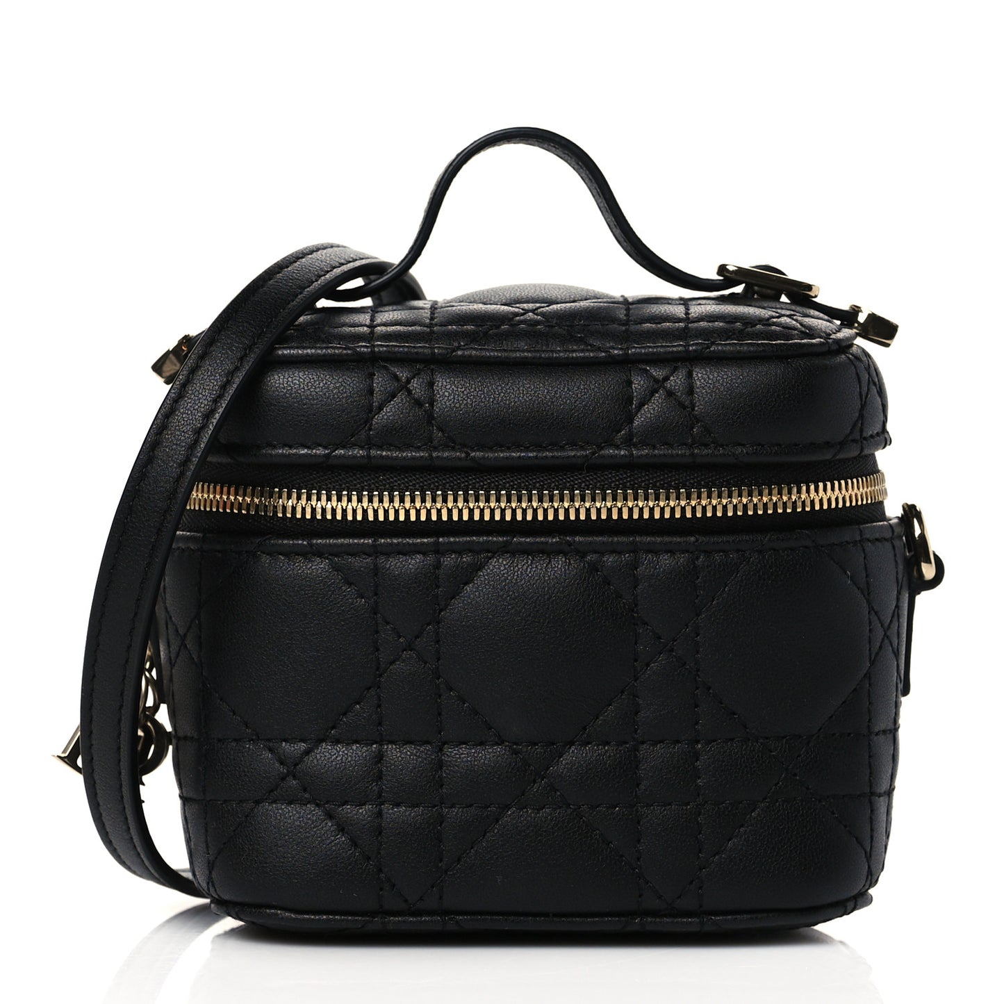 Lambskin Cannage Micro Lady Dior Vanity Case Black