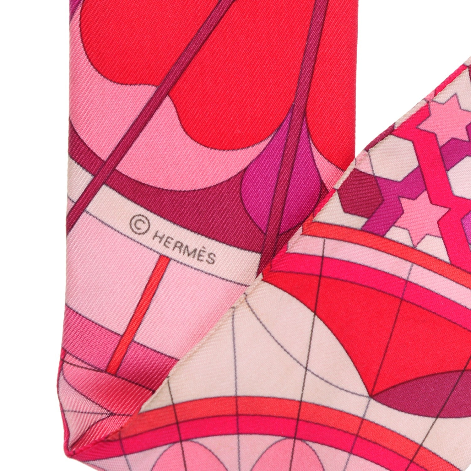 Hermes Silk Rose de Compas Twilly Fuchsia Prune Rouge 4 of 6