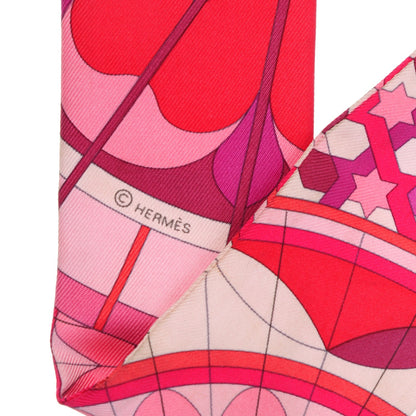 Hermes Silk Rose de Compas Twilly Fuchsia Prune Rouge 4 of 6