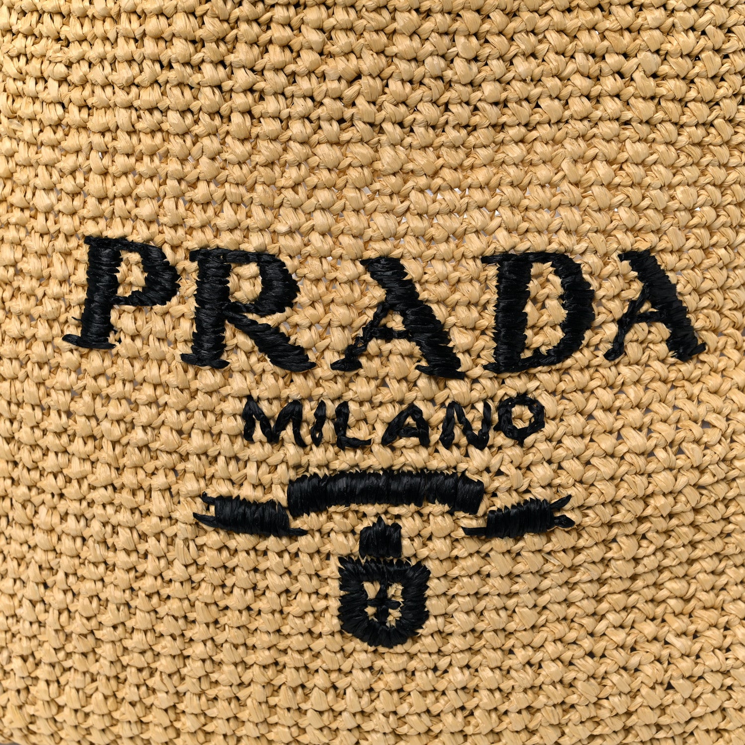 Prada Yarn Raffia Effect Crochet Embroidered Logo Tote Naturale 10 of 15