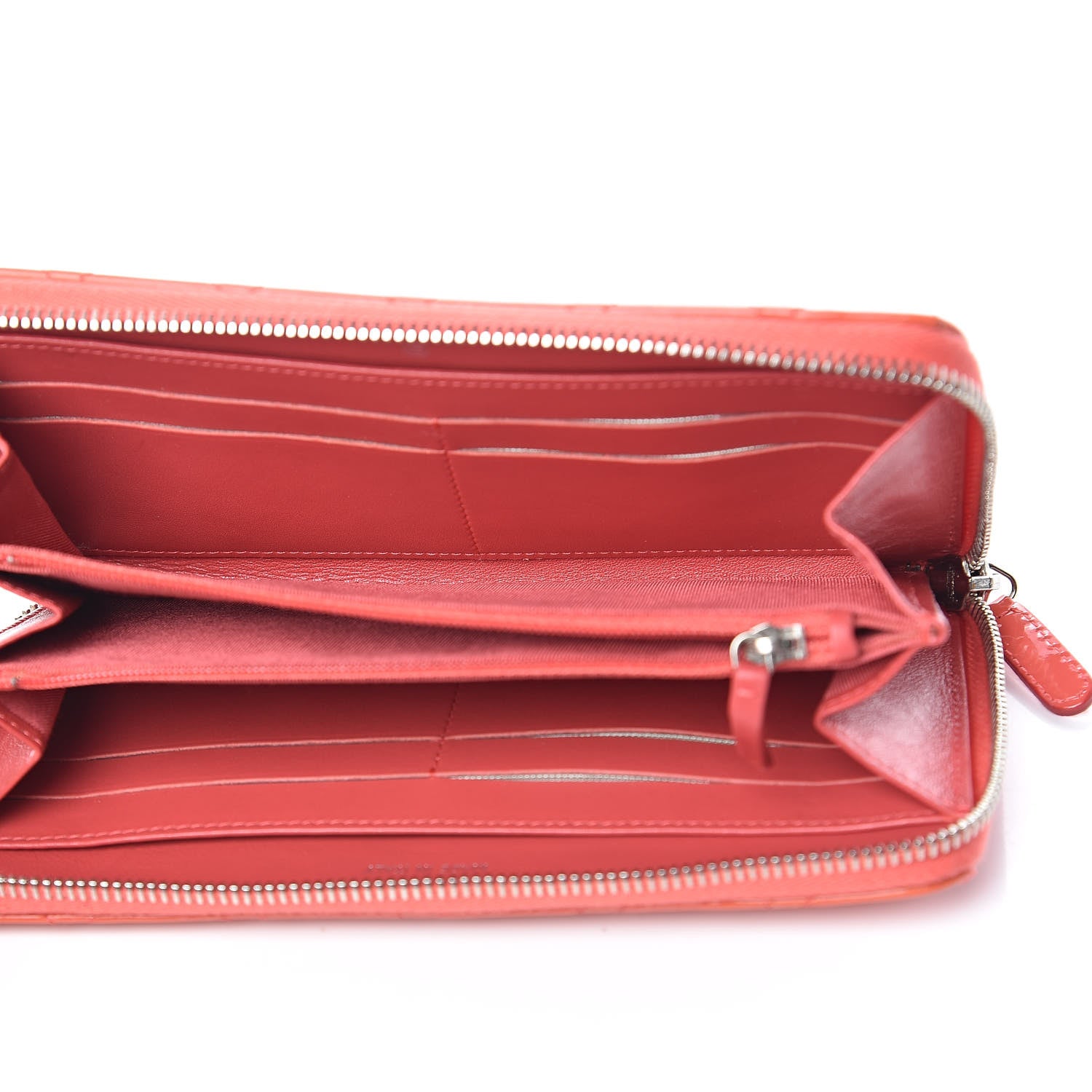 Chanel Patent Calfskin Quilted Large Gusset Zip Around Wallet Coral 5 of 7